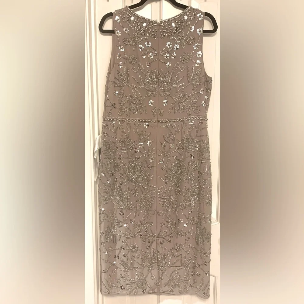 NWT Mac Duggal Sz 10 Formal Beaded Shift Dress, “Vintage Lilac” Mauve/Gray - Picture 1 of 5